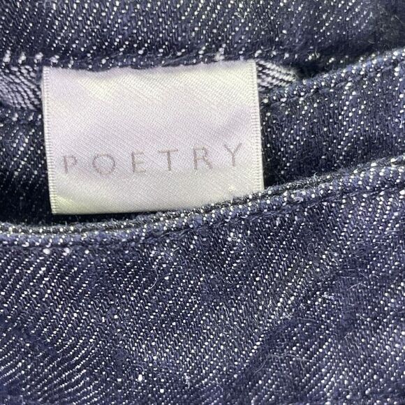 Poetry Blue Faux Wrap 100% Linen Wide Leg Chambray Cropped Culotte Pants Size 8 - Picture 4 of 12